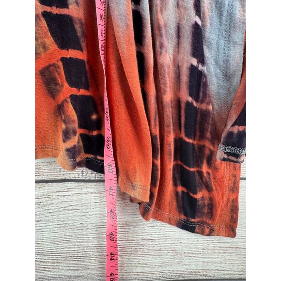 Coin 1804 Tie Dye Hooded Duster Kimono Top Womens Large Blue Orange Gray - Picture 9 of 9